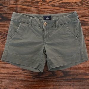 Green American Eagle Midi Shorts (Size 6)